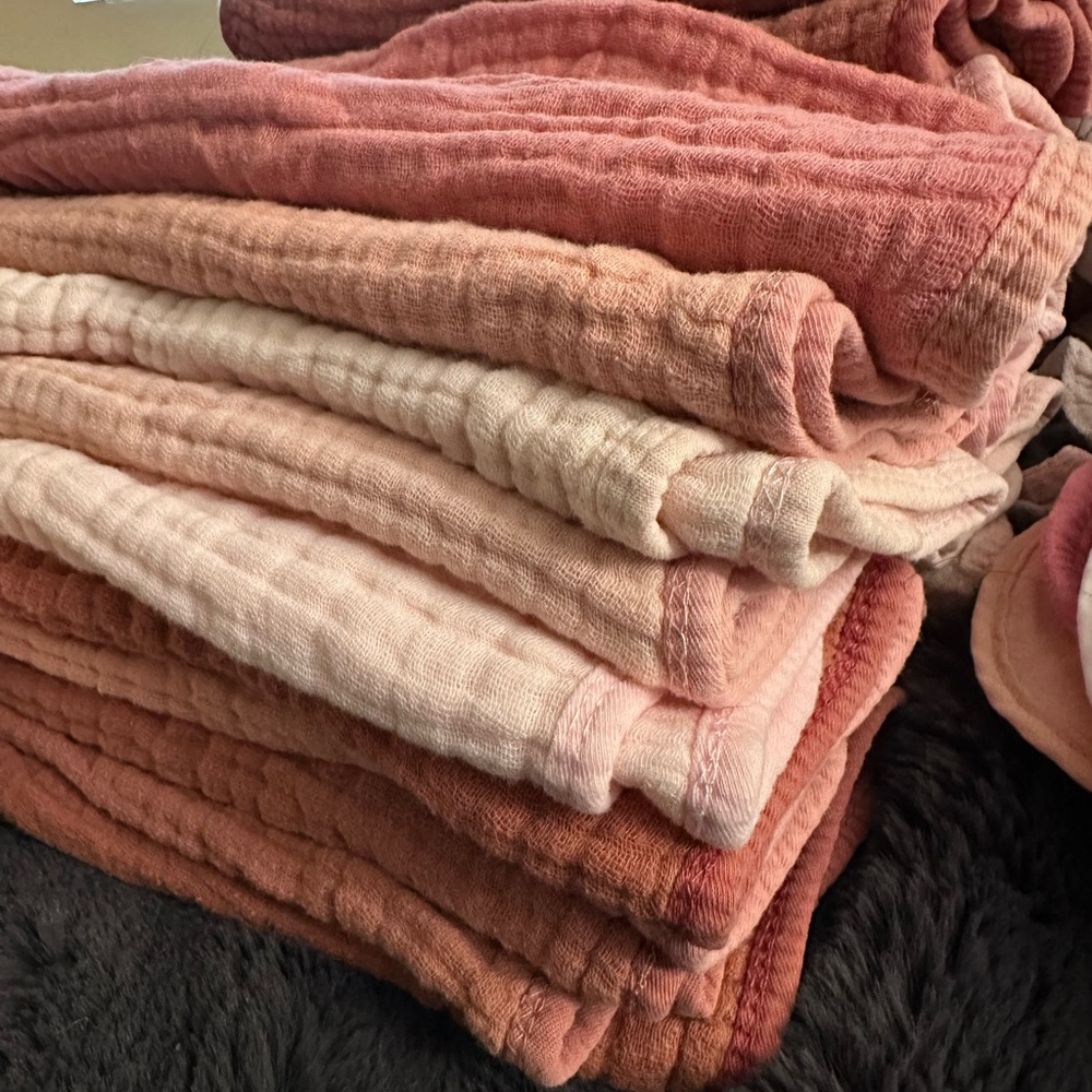 Soft Pink and Peach Textured Blankets